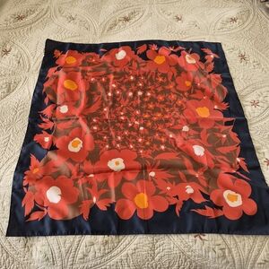 Italian Floral Red and Orange Scarf